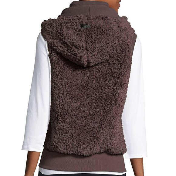 Kensie women's XS soft plush pocketed full zip hoodie sherpa vest jacket - Picture 2 of 6